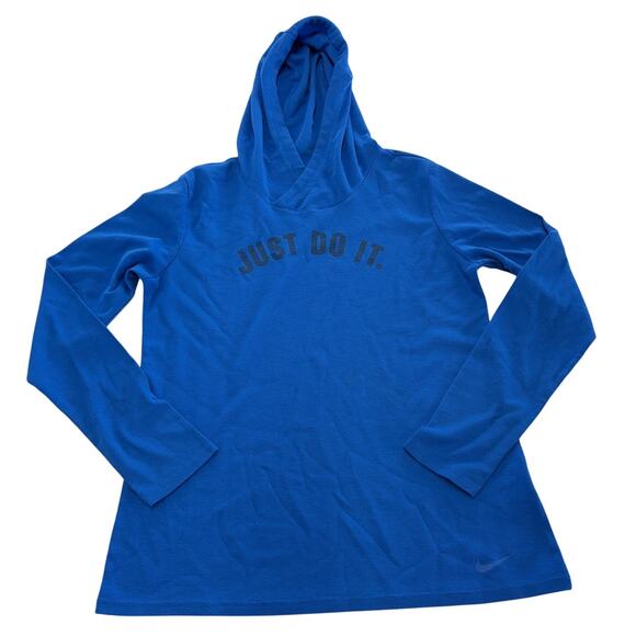 Nike Hoodie Womens Medium Blue Dri Fit Just Do It Therma Pullover - Picture 1 of 8